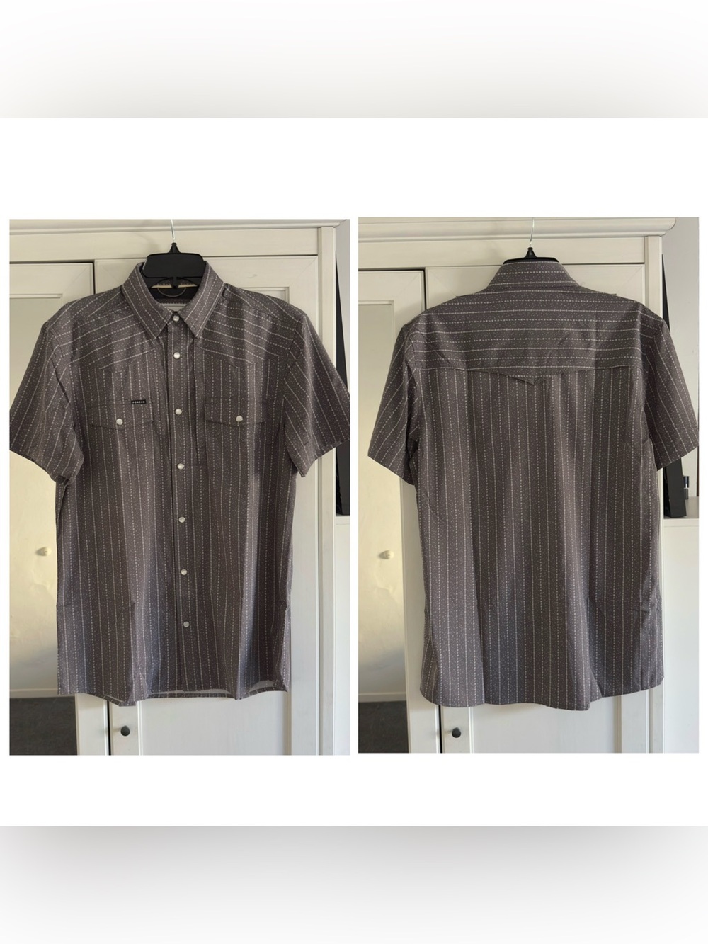 Poncho The Hondo Short Sleeve Shirt in Starry Charcoal Haze Size Small Slim Fit